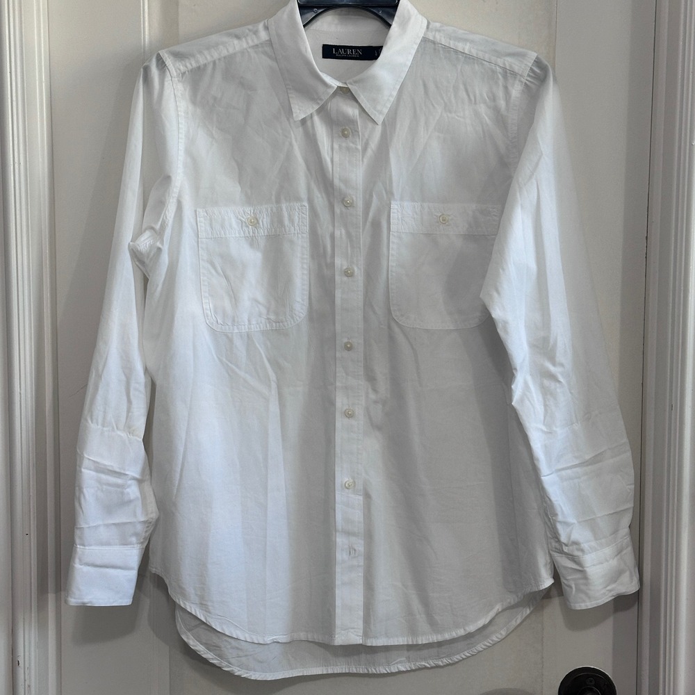 Lauren Ralph Black Label Men's White Button Down Shirt L/S‎ Classic Fit Size L